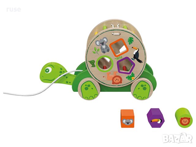 НОВИ! Дървена Костенурка за дърпане и сортиране