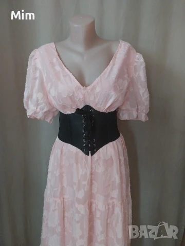 3XL Розова дълга рокля с къс ръкав , снимка 4 - Рокли - 50836929