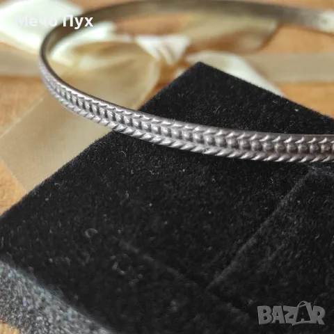 Стара сребърна твърда гривна (311), снимка 3 - Гривни - 49843573