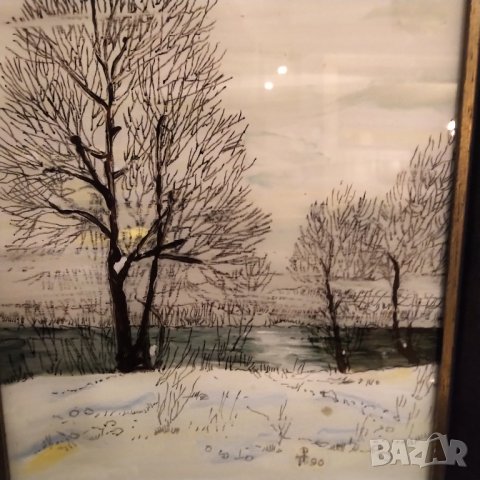 Картина с дървена рамка рисувана върху стъкло , снимка 4 - Картини - 38015325