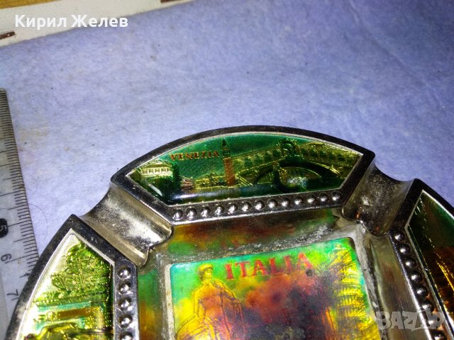 СТАР ЦИНКОВ ПЕПЕЛНИК СУВЕНИР от ИТАЛИЯ с ИЗГЛЕДИ от РИМ ПИЗА ФЛОРЕНЦИЯ ВЕНЕЦИЯ 42804, снимка 4 - Колекции - 43828094