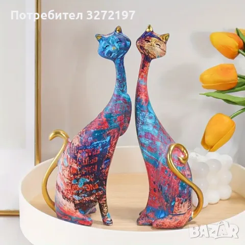 Комплект 2 бр. Очарователни Орнаменти Двойка Котки от Карикатура