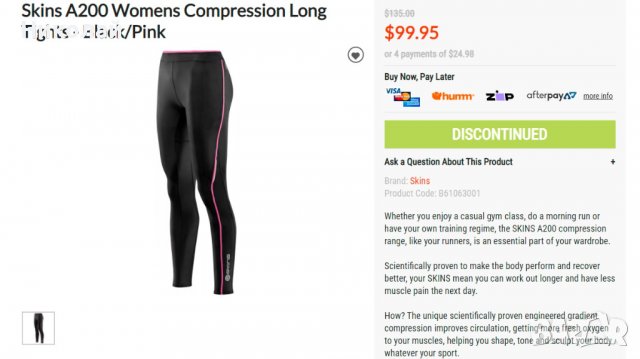 SKINS Womens A200 Compression Long Tights, снимка 12 - Клинове - 38151520