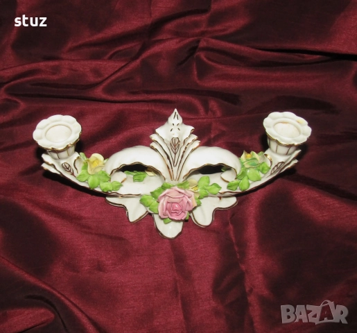 Порцеланов двоен свещник Dresden, снимка 8 - Декорация за дома - 52921094