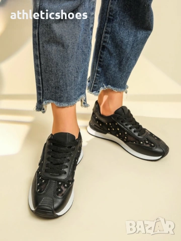 Дамски маратонки в черно /дантела-2026, снимка 2 - Маратонки - 53052601
