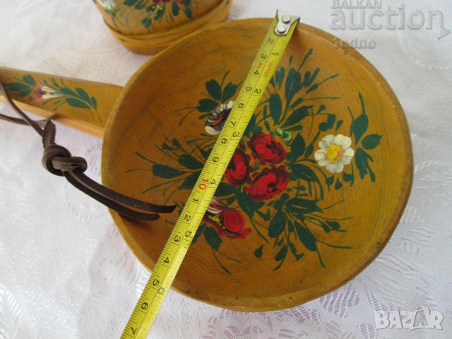 Красиви дървени, рисувани лъжица с дръжка и съд - каче, снимка 3 - Декорация за дома - 28879534