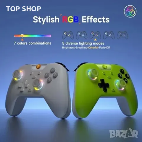 Нов EasySMX X05 Безжичен Контролер с RGB и Hall тригери за PC/Android/Switch/iPhone, снимка 2 - Друга електроника - 50015867