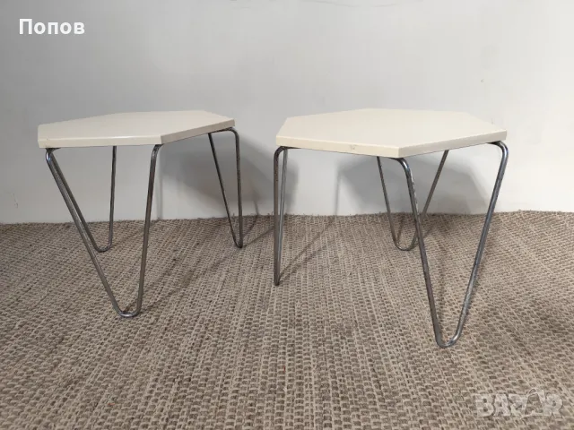 Чифт винтидж  масички за кафе, снимка 9 - Маси - 47441788