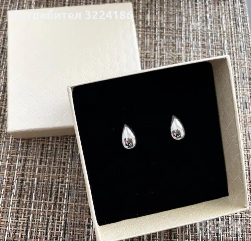 Сребърни Обеци Сълза печат 925, снимка 2 - Обеци - 49304820