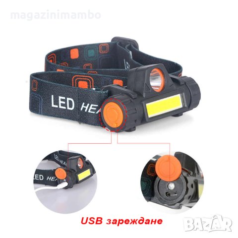 Фенер за глава с магнит- челник с USB зареждане, снимка 6 - Къмпинг осветление - 44051481