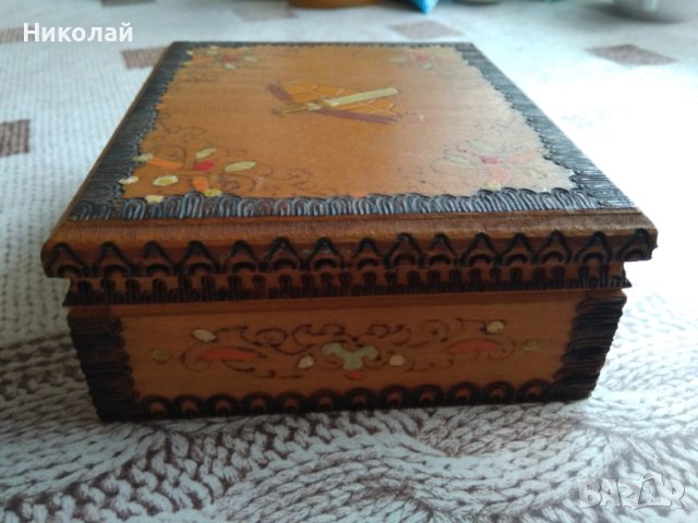 Дървена кутия за цигари , снимка 4 - Антикварни и старинни предмети - 40332657