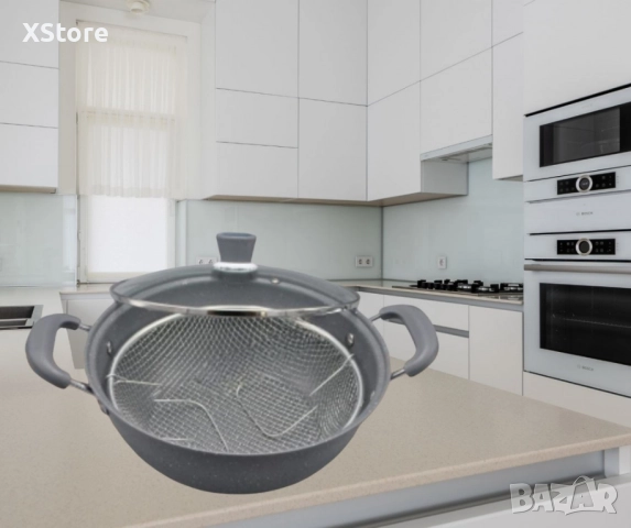 Тенджера с кошница за фритюрник,керамична, снимка 2 - Съдове за готвене - 52497887