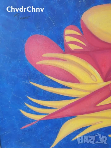 Piscaro 105х85см/голяма абстрактна картина масло върху платно/модернизъм-сюрреализъм/дървена рамка, снимка 3 - Картини - 51300776