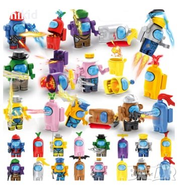 16 Амонг Ус Ъс Among Us малки пластмасови фигурки лего конструктор играчки и топери за торта украса, снимка 3 - Фигурки - 43327876