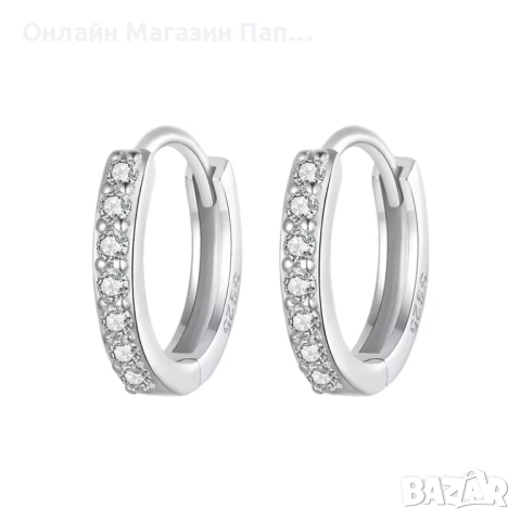 Bamoer 925 сребърни обеци хугита с цирконий, златни/сребърни, 9-12мм, сертификат,, снимка 10 - Обеци - 52339582