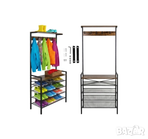 Портманто за коридор/Метална етажерка за обувки със закачалка за дрехи