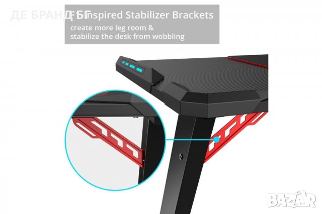 Геймърско бюро с RGB LED светлини ERK-Z60-B, снимка 5 - Бюра - 35565137