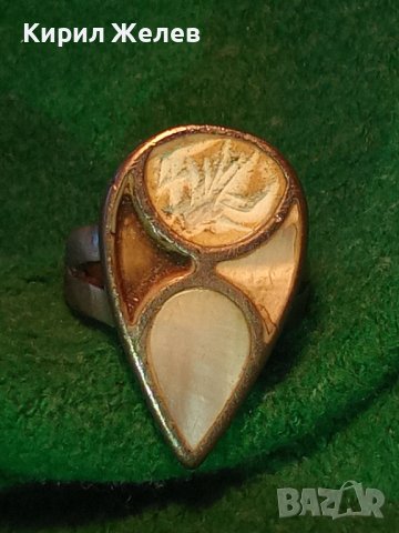 СТАР СРЕБЪРЕН ДАМСКИ ПРЪСТЕН със СЕДЕФ 925 ПРОБА 14993, снимка 3 - Пръстени - 30330706