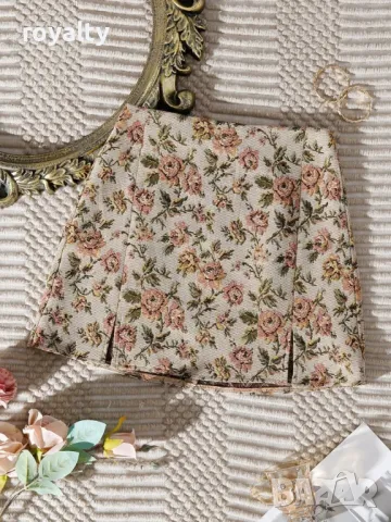 Флорална жакардова пола, стил Бохо 🍋, снимка 2 - Поли - 49206006