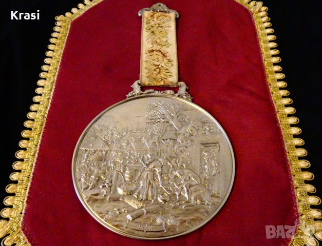 Есен релефно пано,плакет,медал,картина от калай на WMF. , снимка 1 - Антикварни и старинни предмети - 27711259