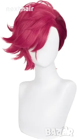 Аниме къса розово червена перука два цвята LOL Arcane Vi Cosplay, снимка 1