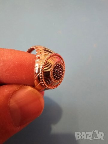 уникален мъжки златен пръстен 14 к с ковани черни оникси и цирконии, снимка 7 - Пръстени - 43610485