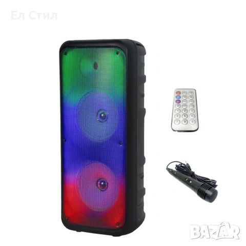Безжична RGB тонколона – 2×8″ говорителя, Bluetooth, 1200 W, батерия 3000 mAh, снимка 4 - Тонколони - 53572708