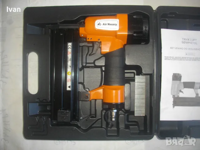 НОВ Голям Немски ПНЕВМАТИЧЕН ТАКЕР  дърводелски тапицерски за пирони с дължина до 50 мм Air MOUNTY , снимка 4 - Други инструменти - 47531923