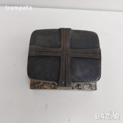 ТОП ОФЕРТА -50%  Стар немски съд за светена вода , метал и мрамор , снимка 4 - Антикварни и старинни предмети - 52298797