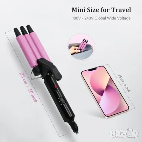 Нова Керамична маша за естествени вълни регулируема температура, удобна за пътуване, снимка 2 - Маши за коса - 48020814