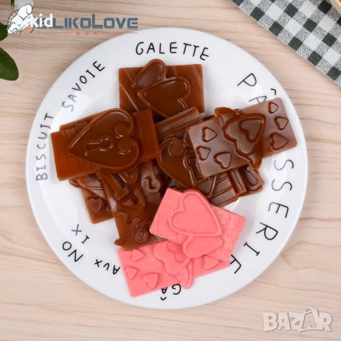 16 шоко блокчета плочки сърца ключалка силиконов молд за фондан шоколад декорация торта бисквитки , снимка 3 - Форми - 21168731