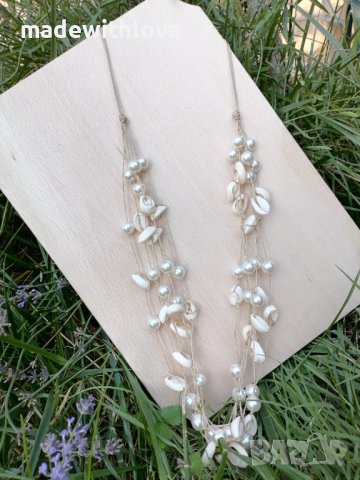 Ръчно изработено колие от седеф и морски раковини, снимка 4 - Колиета, медальони, синджири - 43251870