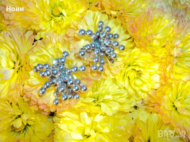 Сребърни обеци снежинки