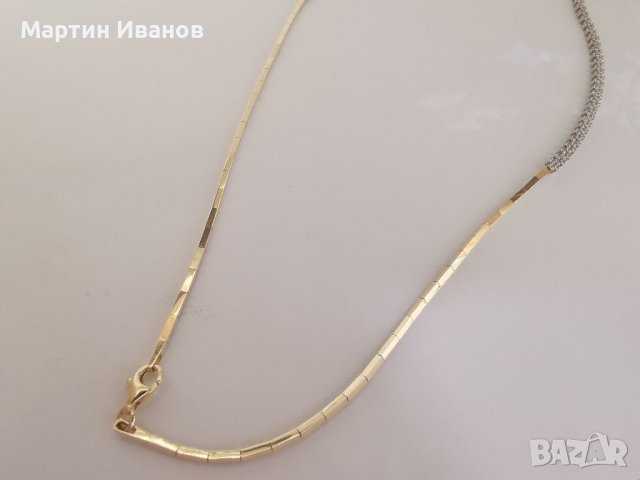 Златно колие с цирконий бяло и жълто злато , снимка 8 - Колиета, медальони, синджири - 40097469