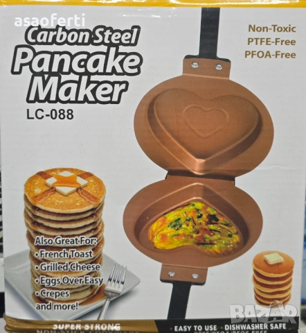 Тиган за палачинки „Сърце“ от въглеродна стомана – за усмихнати закуски, снимка 3 - Съдове за готвене - 53368223