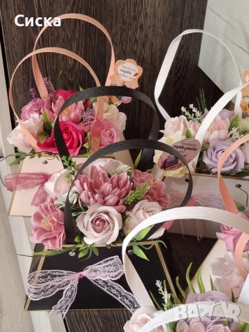 Чанти със сапунени цветя от пластичен сапун , снимка 13 - Подаръци за жени - 50499066