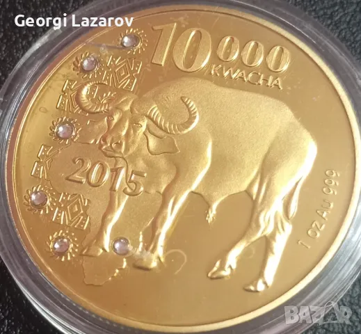 10000 квача Замбия 2015 Бивол, снимка 3 - Нумизматика и бонистика - 49943935
