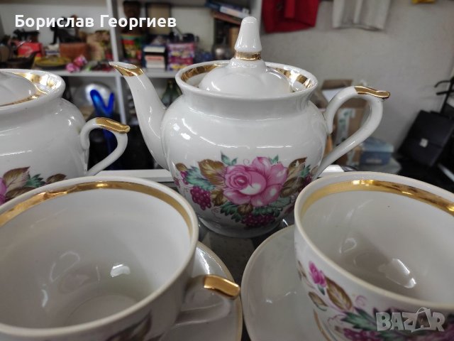 Руски порцелан чаши за кафе,чайник и захарница, снимка 7 - Сервизи - 40748987