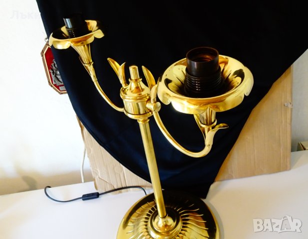 Настолна лампа от месинг с позлата 4.5 кг. , снимка 8 - Настолни лампи - 32473457