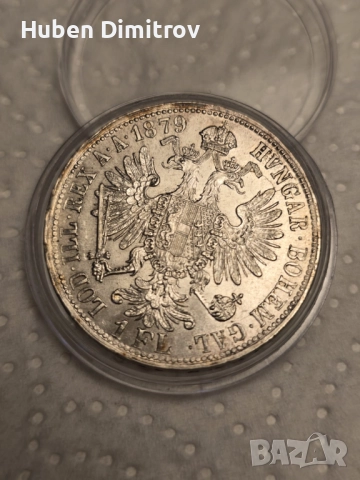 Австрия 1 Флорин 1879 година , снимка 2 - Нумизматика и бонистика - 52435425