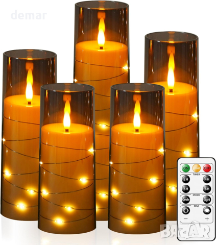 Szycdkj 5 бр. Безпламъчни LED свещи, работещи с батерии, с дистанционно управление, за декор, сиво