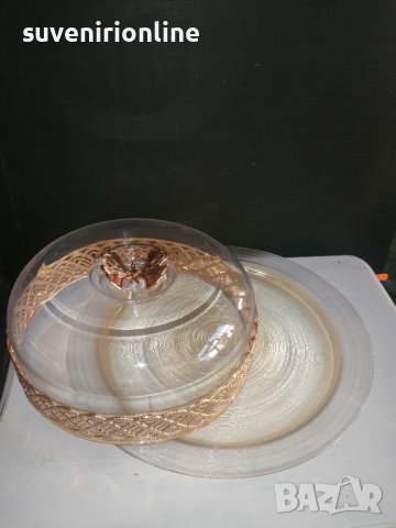Стъклен поднос за торта/кекс с капак, снимка 5 - Аксесоари за кухня - 40012034