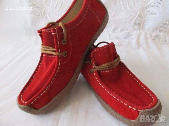 Червени дамски , много удобни мокасини, снимка 1 - Дамски ежедневни обувки - 26582293