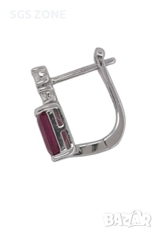 Сребърни Обеци със РУБИНИ , снимка 4 - Обеци - 51510466