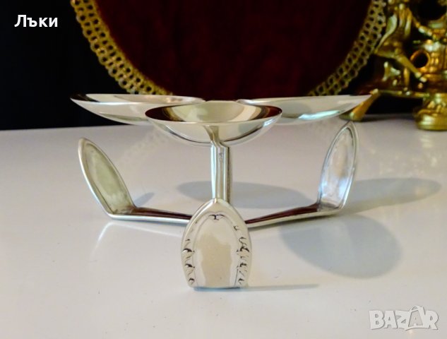 Посребрена коктиера,свещник,пепелник,солница , снимка 2 - Антикварни и старинни предмети - 37654433