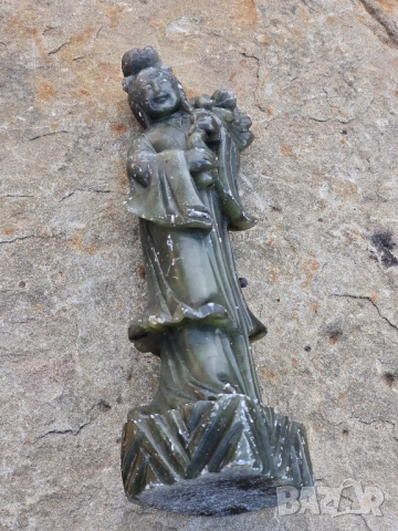 Статуетка Гуанин от камък Нефрит Азия , снимка 7 - Статуетки - 52005189