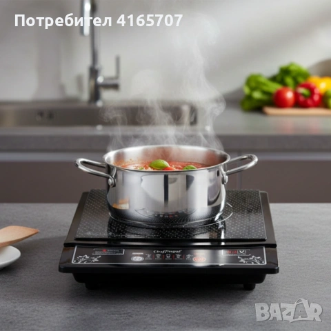 Индукционен котлон Cheffinger - 2000W, с дигитален дисплей, таймер и защита от прегряване