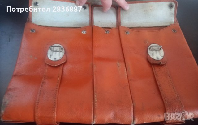 Стара оранжева кожена офис чанта, снимка 6 - Чанти - 36699244