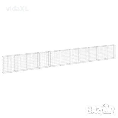 vidaXL Габионна стена с капаци, поцинкована стомана, 900x30x100 см（SKU:147817, снимка 1 - Други - 47664489