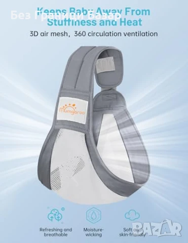 Нова Ергономична слинг раница за новородено Mumgaroo, до 15 кг бебе, снимка 2 - Кенгура и ранички - 51129147